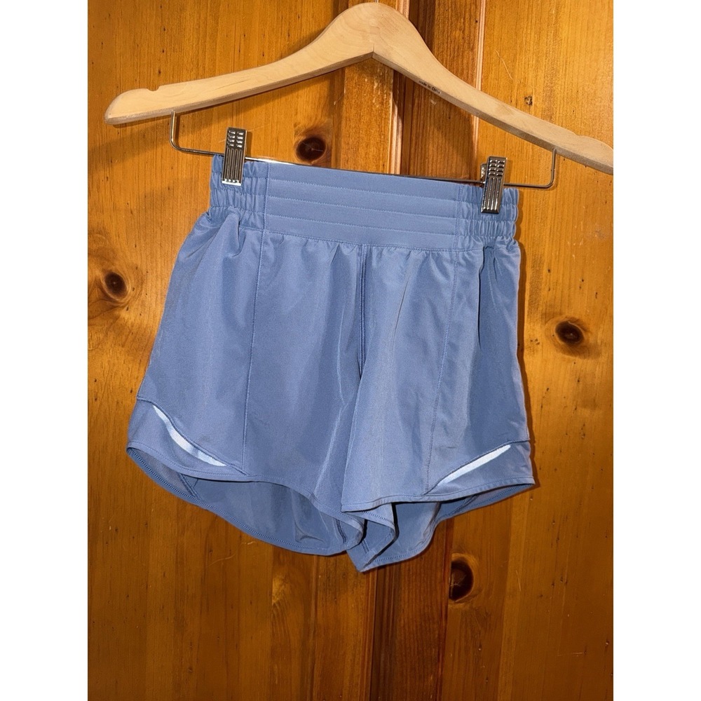 Lululemon Women's 2 Tall Hotty Hot Shorts Lined Running 3.5" Blue Speed Up Yoga